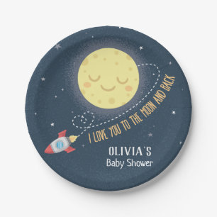 En Carton Assiettes de fête prénatale Love You to the Moon a