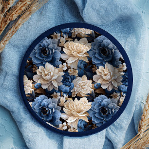 En Carton Assiettes décoratives florales Navy blanc ivoire é