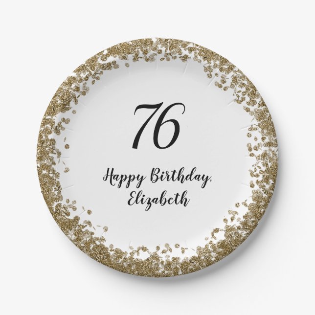 En Carton Assiettes élégantes pour 76e anniversaire avec pai (Devant)