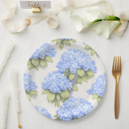 En Carton Assiettes Hydrangea | Élégante Fête Florale Bleu I