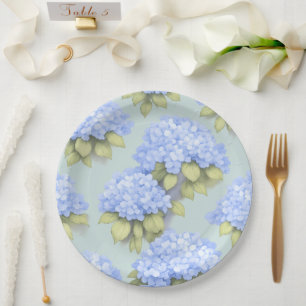 En Carton Assiettes Hydrangea   Fête Florale Bleu de Canard