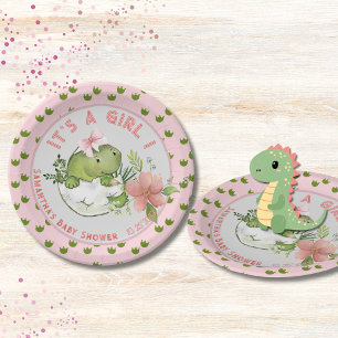 En Carton Assiettes pour Baby Shower avec Dino Éclosant et N
