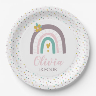 En Carton Assiettes pour fête d'anniversaire avec arcs-en-ci