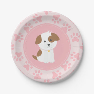 En Carton Assiettes pour fête d'anniversaire de chiot rose e