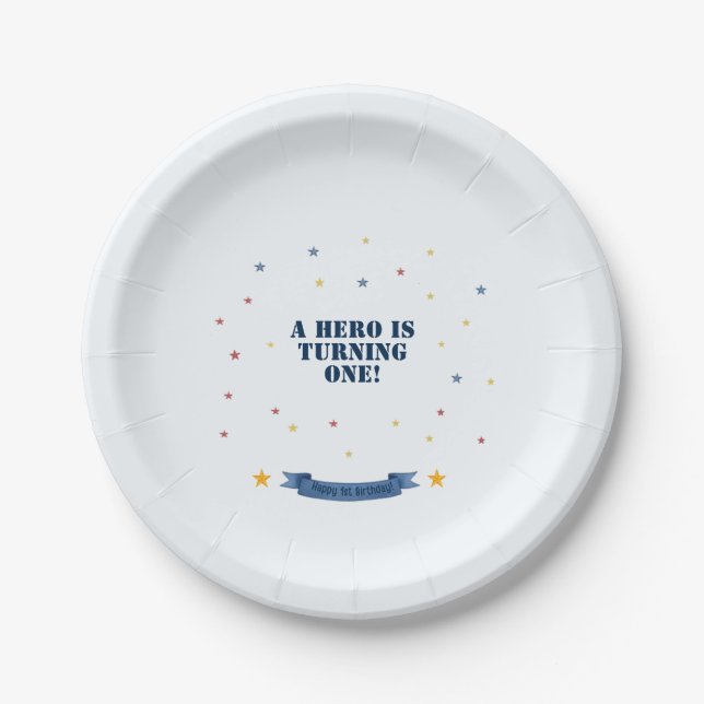 En Carton Assiettes pour la première fête d'anniversaire de  (Devant)