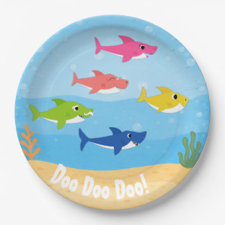 En Carton Assiettes pour le dîner de Baby Shark
