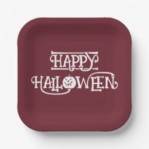 En Carton 'Joyeux Halloween' Assiettes de fête au vin bordea