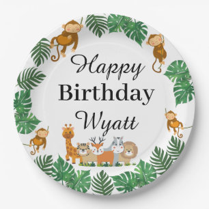En Carton Wild One Safari animal Assiettes d'anniversaire