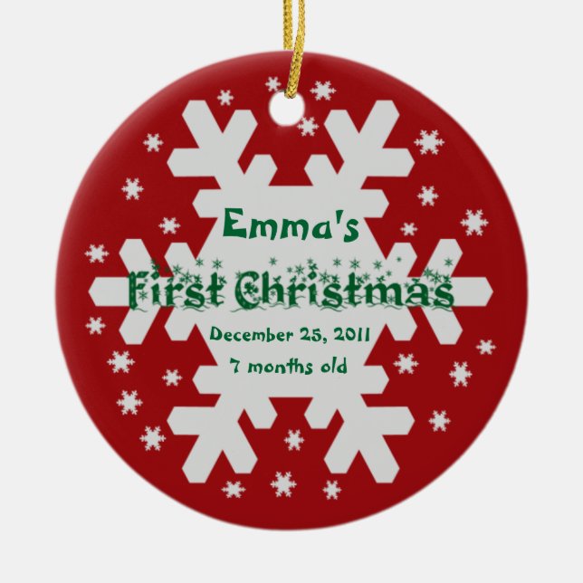 En Céramique Ajouter le nom de votre enfant 1er ornement de Noë (Devant)