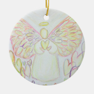 En Céramique Angel des Coeurs Ornement Pendentif de vacances