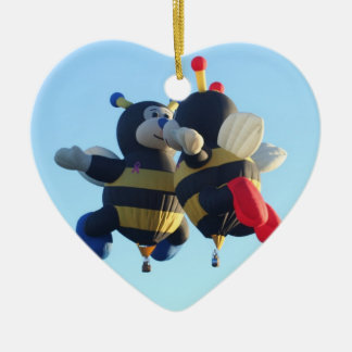 En Céramique Baiser les abeilles Chaud Air Balloon Ornement de