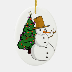 En Céramique Bonhomme de neige et décoration de sapin de Noël