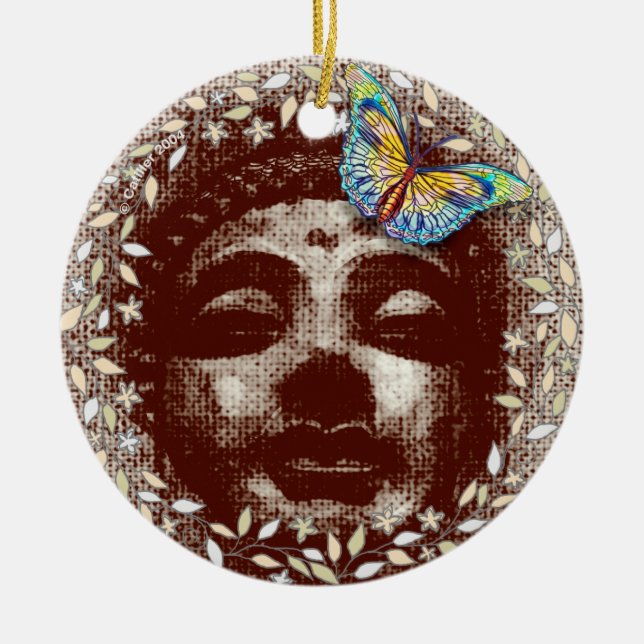 En Céramique Bouddha Papillon ornement (Devant)