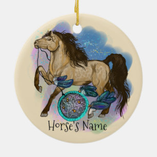En Céramique Boukskin Dreamcatcher Horse ornement