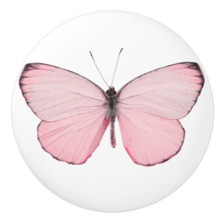 En Céramique Bouton à papillon rose ou bouton de porte