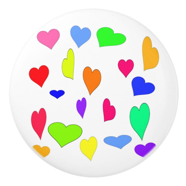En Céramique Bouton de porte de coeur coloré (Devant)