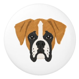 En Céramique Bouton de porte Fawn Boxer