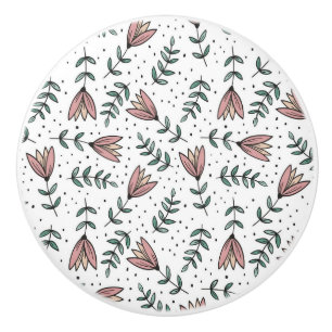 En Céramique Bouton de Porte Floral