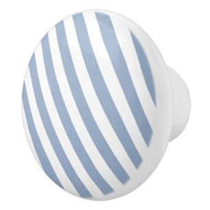 En Céramique Bouton de Porte Rayure Bleue et Blanche