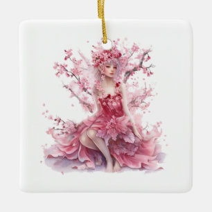 En Céramique Cerise Fée Fée Princesse Ornement