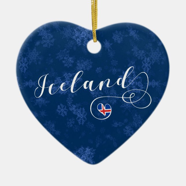 En Céramique Coeur de l'Islande, ornement d'arbre de Noël (Devant)