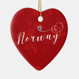 En Céramique Cœur de Norvège, décoration de sapin de Noël, norv