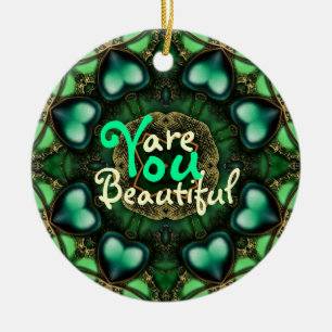 En Céramique Coeurs verts : Vous êtes un magnifique ornement