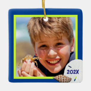 En Céramique Coloris tropicaux Coquillages de Noël Ornement pho