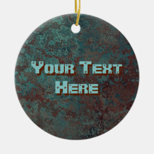 En Céramique Corrosion "Cuivre" impression Texte ornement rond