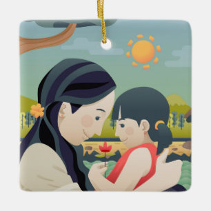 En Céramique Fête de la mère et de l'enfant   Ornement