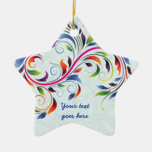 En Céramique Feuille de défilement colorée, ornement floral ble