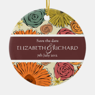 En Céramique Fleurs de campagne colorées et ornement feuille