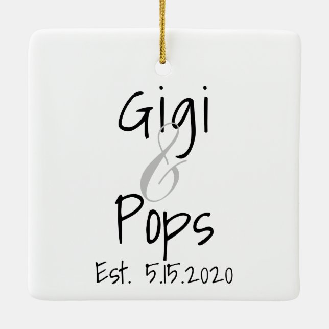 En Céramique Gigi et Pops Premier ornement de petit-enfant (Dos)