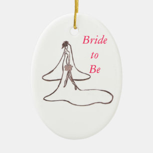 En Céramique Jeune mariée à être ornement d'anneaux de mariage