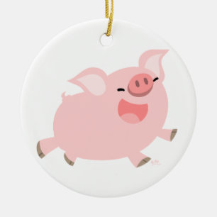 En Céramique Joli ornement de cochon de dessin joyeux