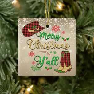 En Céramique Joyeux Noël Y'all Noël Ornement