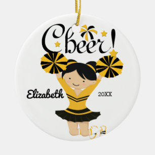 En Céramique Noir et ornement de pom-pom girl de cheveux noirs