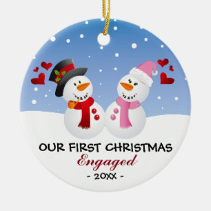 En Céramique Notre ornement de bonhomme de neige engagé premie