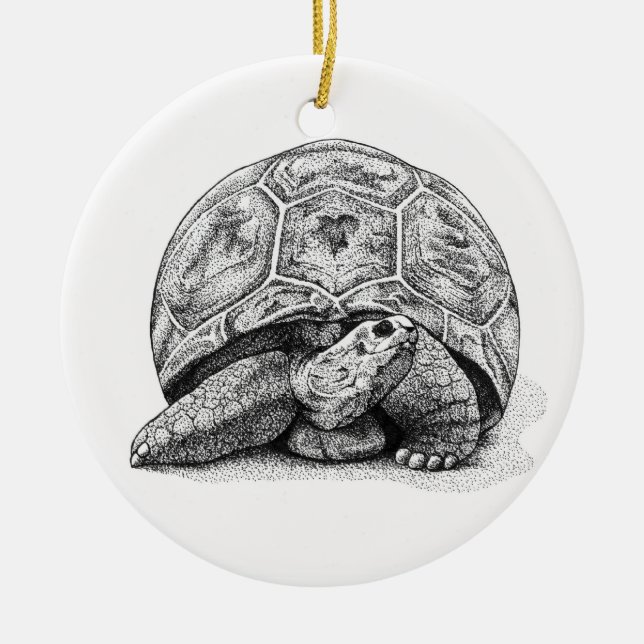 En Céramique Ornement à l'encre de Noël de tortue (Devant)