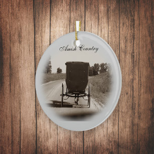 En Céramique Ornement Amish Buggy