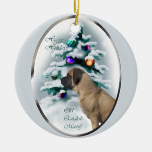 En Céramique Ornement anglais de cadeaux de Noël de mastiff