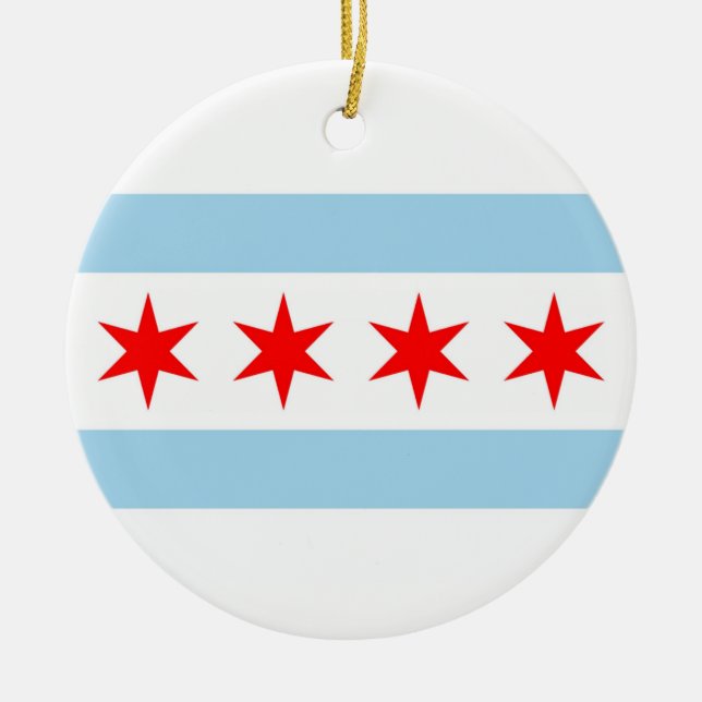 En Céramique Ornement avec drapeau de Chicago, Illinois (Devant)