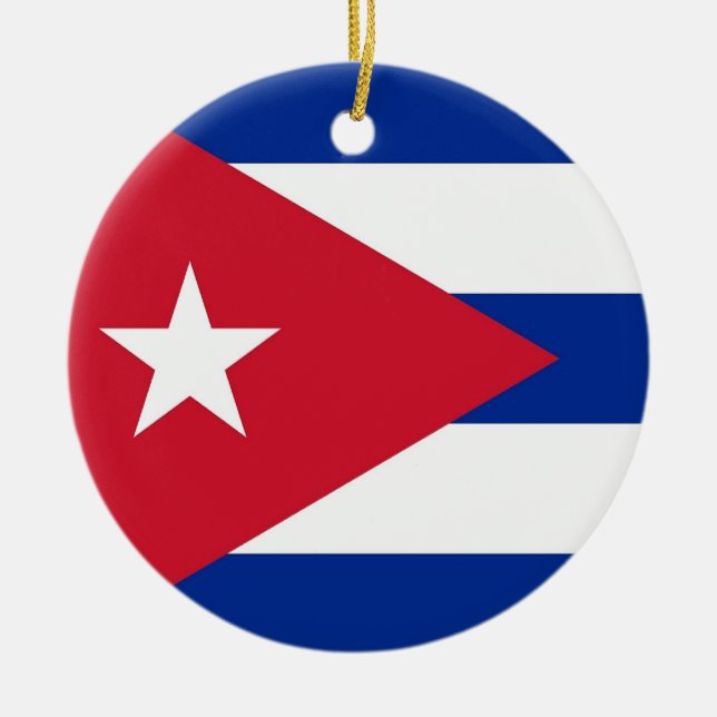 En Céramique Ornement avec drapeau de Cuba (Devant)