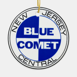 En Céramique Ornement bleu central de peau de tambour de comèt