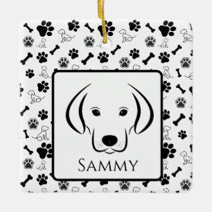 En Céramique Ornement cadeau chien noir et blanc