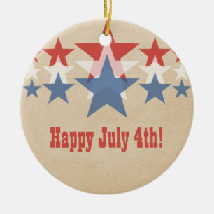 En Céramique Ornement Cascade rouge, blanc et bleu étoile