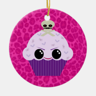 En Céramique Ornement Cupcake Kawaii Fantomatique Imprimé Léopa
