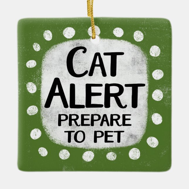 En Céramique Ornement d'alerte de chat (Devant)