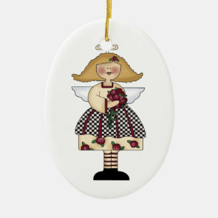 En Céramique ornement d'ange rose