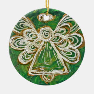 En Céramique Ornement d'ange vert
